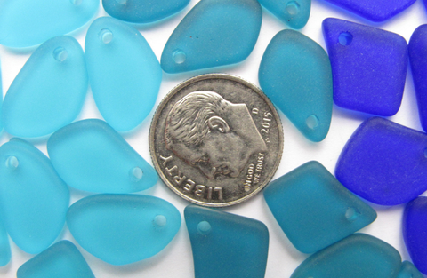 Cultured Sea Glass freeform flat Pendants 10-15mm