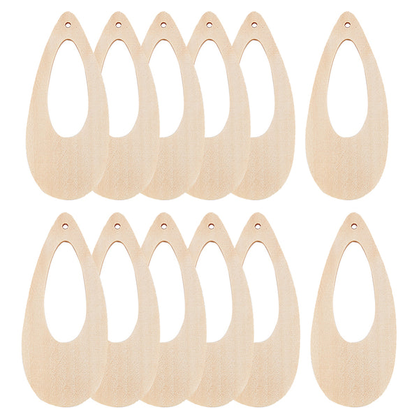 Wood  Hollow Teardrop Pendants