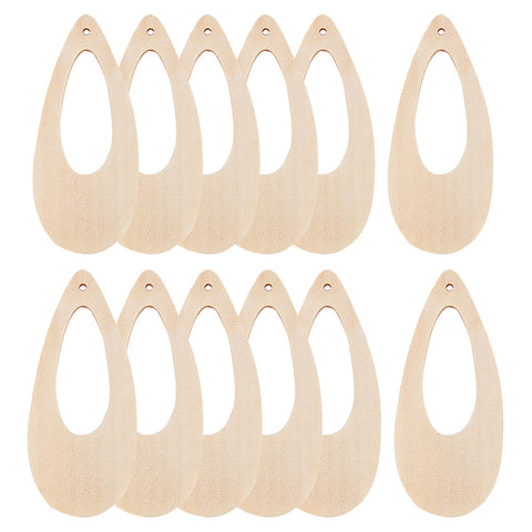 Wood  Hollow Teardrop Pendants